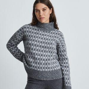 NWOT EVERLANE The Cloud Checkered Turtleneck (Size S)
